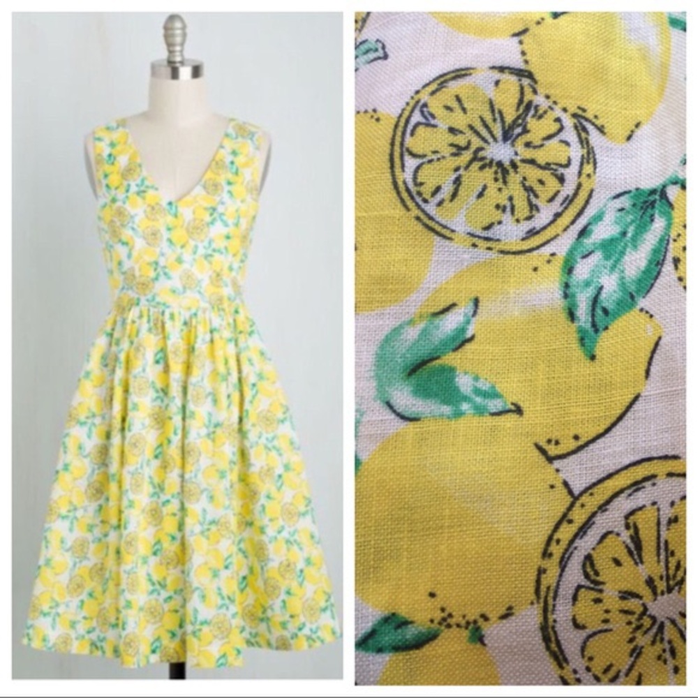 NWOT ModCloth Ace the Zest Lemon Print Dress
